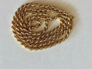 Stunning Heavy Vintage 18k Gold Rope Style Necklace Chain 28.  5 " Long 22 Grams