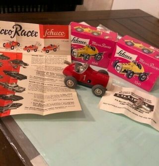 1950s Schuco Micro Racer 1041 Red 1 Wind Up Race Car In The Box