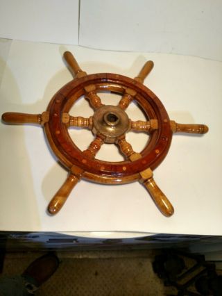 20 " Vintage Wood Brass Nautical Ship 