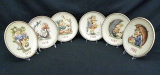 Run Of 6 Vintage Mj Hummel Annual Porcelain 7 1/2 " Plates 1977 - 1982 W.  Germany