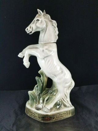 1962 Jim Beam Gray - Whitetrophy Horse Whiskey Decanter Bottle / Stickers & Seal