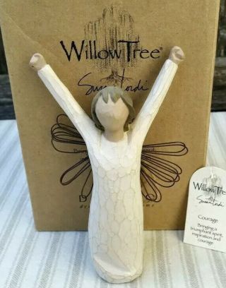 Willow Tree Courage Susan Lordi 2004 Ornament W/ Box Angel Figure Raising Hands