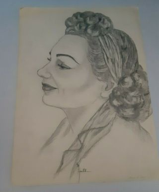 Vintage Pencil Sketch Of Mother By Marlene