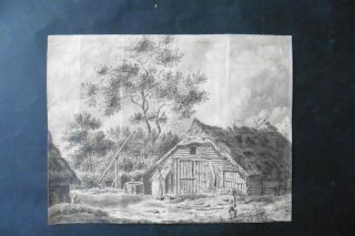 Dutch School 18thc - Animated Rural Landscape Attr.  Van Drielst - Ink Drawing