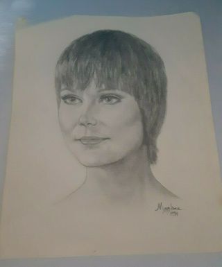 Vintage Pencil Sketch Of Woman By Marlene