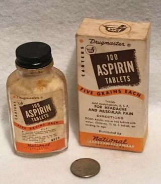 Vintage Drugmaster Aspirin Bottle Rare National Package Drug Inc