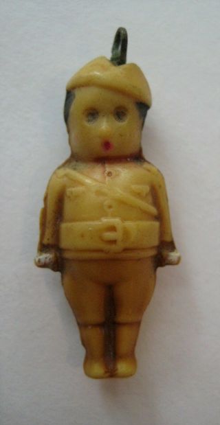 Vintage Celluloid Wwi Soldier Kewpie Doll Charm Pendant