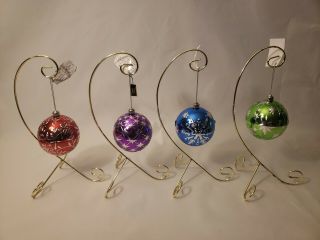 Mr Christmas Music Box Wind Up Ball Ornaments With Movement Set Of 4 With Stand
