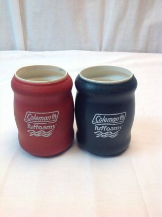 2 Vintage Coleman Tuffoams Koozie Beer Soda Can Cooler Coozie Coozy Red Green