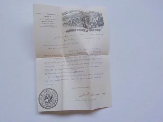 Antique Letter 1893 Indians Improved Order Of Red Men Great Chief Of Records Vtg