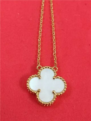Authentic Van Cleef & Arpels Vintage Alhambra 18k Yg Mother Of Pearl Necklace