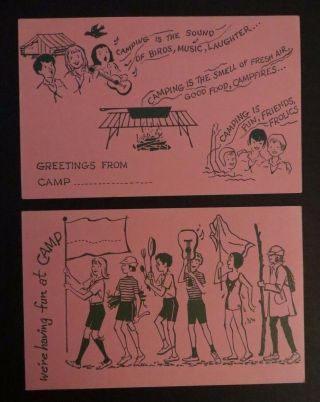 Vintage Girl Scouts Camp Postcards Unposted 1960 