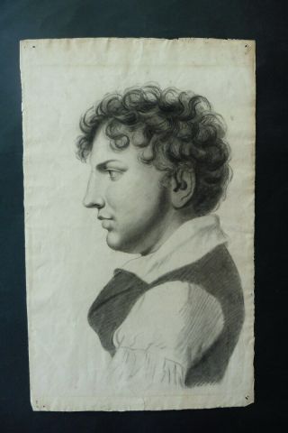 French School Early 19thc - Stunning Portrait Of A Young Man - Charcoal