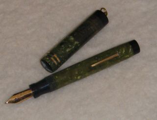 SHEAFFER 5 - 30 Flat Top Fountain Pen,  c.  1928,  Jade Green,  Ring Top 2