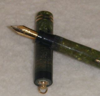 SHEAFFER 5 - 30 Flat Top Fountain Pen,  c.  1928,  Jade Green,  Ring Top 3