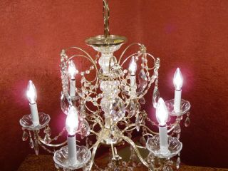 6 Bulb Crystal Chandelier,  Lamp,  Light,  Bangles,  Retro,  Vintage