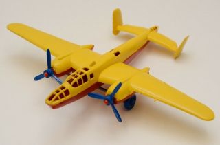Renwal Toy Plastic Wwii B - 25 Mitchell Bomber Toy Airplane Red Yellow Blue Vtg