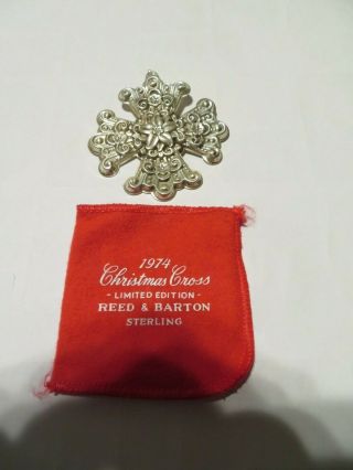 Reed & Barton Sterling Silver Christmas Ornament 1974 Christmas Cross