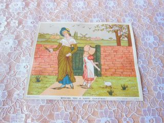 Victorian Greeting Card/raphael Tuck/lady With Child And Toy Sheep/prize Design