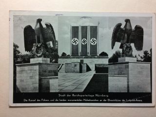 Ww2 German Photograph Post Card Collage Fuhrer Podium Posted