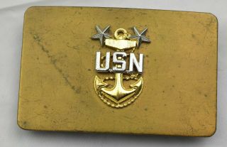 Us Navy Master Chief Petty Officer Brass Belt Buckle Ww2 Wwii Usn