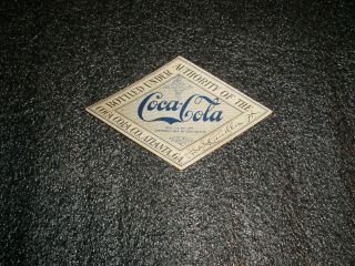Vintage 1907 Coca Cola Coke Bottle Paper Label