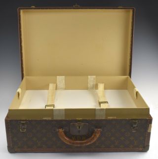 24” Vintage Louis Vuitton Hard Trunk Suitcase W Liner Sc - 6