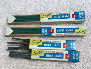 Vintage Scripto Crayon Thick Leads - Two Boxes Blue - Two Boxes Green - Nos