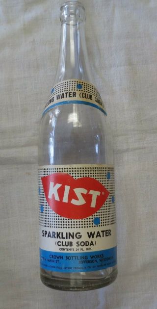 Kist Soda Bottle Paper Label Sparkling Water (club Soda) 24 Oz Jefferson Wi