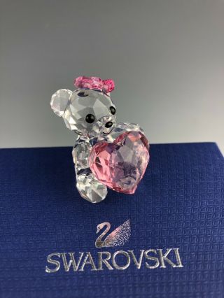 Swarovski Crystal Kris Bear Figurine,  Pink Heart,  Only For You,