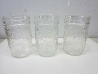3 Vintage Small 10 1/2 Oz Jumbo Peanut Butter Glass Jars