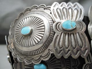 SUPERIOR VINTAGE NAVAJO DOMED TURQUOISE STERLING SILVER CONCHO BELT 3