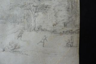 FRENCH SCHOOL CA.  1800 - ANIMATED NEOCLASSICAL LANDSCAPE - CHARCOAL DRAWING 2