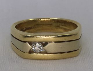 Vintage 18k Yellow And White Gold Mens Diamond Ring Size 9.  75