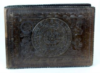 Vintage 1940s Large Leather Photo Album Of A Trip To Chichen Itza & Mayan Ruins