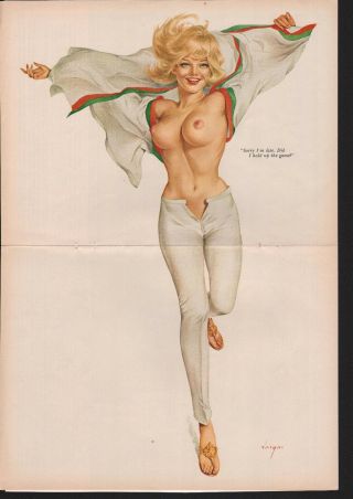 Vargas Playboy Aug 1967 Gorgeous Blonde Ready To Play 11x16