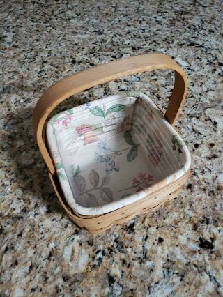 Longaberger 2003 Tarragon Coaster Tote Basket W/ Clear Protector & Fabric Liner