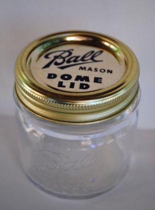 Vintage 1923 1933 Ball Perfect Mason 1/3 Third Pint Canning Jar W/ Ball Gold Lid