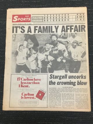 1979 World Series - Game 7 - Pirates Vs Orioles - York Post Newspaper