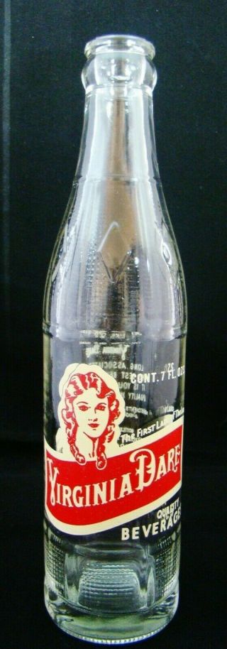 Vintage Embossed 7 Oz Virginia Dare Bottle.  Kensington Pa