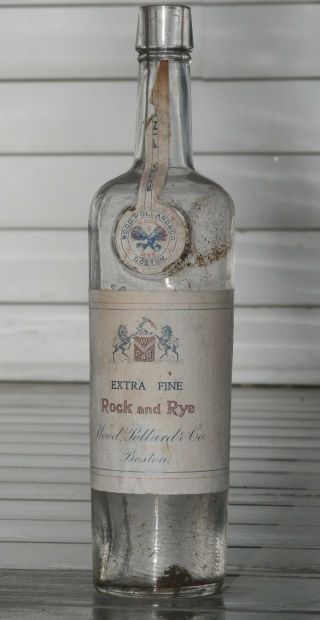 Antique Wood,  Pollard & Co.  Extra Fine Rock And Rye Liquor Bottle,  Boston