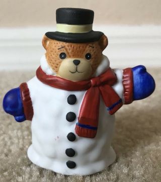 Vintage Enesco Lucy Rigg Snowman W Top Hat Teddy Bear Boy Christmas Bundled 1987