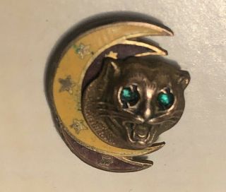 Antique 10k Gold 1/10 Panther Ruby Eyes,  Shriner Temple Member Lapel Pin Masonic