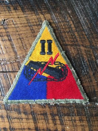 Orig Early Od Green Wwii Ww2 Us Army 2nd Armored Corps Patch - Roman Numeral Ii