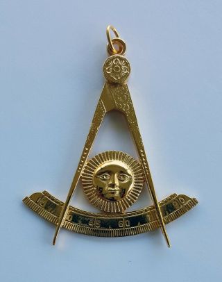 Masonic Collar Jewel Past Master Without Square Gold Freemason Mason