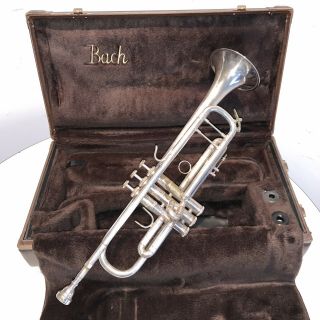 Vintage Bach Stradivarius 37 Ml Professional Silver Trumpet W/ Case.  Estate Item