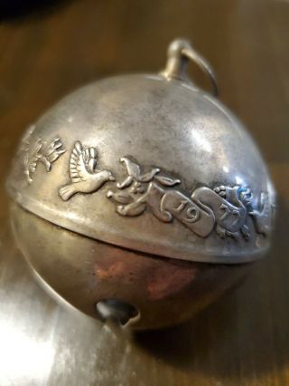 Wallace Silver Plate Bell Ornament Birds Doves And Holly 1977