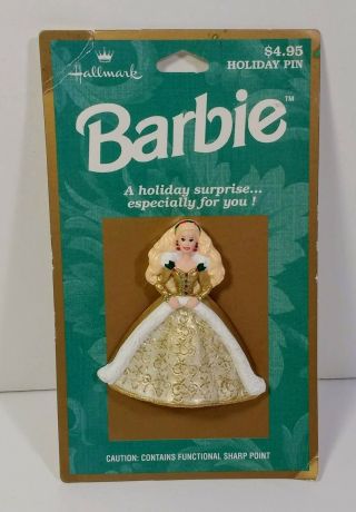 Hallmark Holiday Barbie Doll Pin,  Vintage 1996 Christmas,