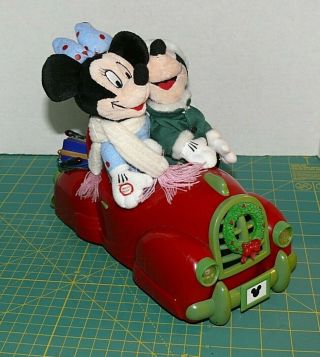 Disney Mickey Minnie Mouse Plush Christmas Car Light Up Animated Musical Dolls