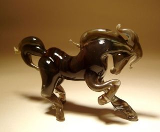 Blown Glass Figurine Art Animal Brown Mustang Stallion Horse